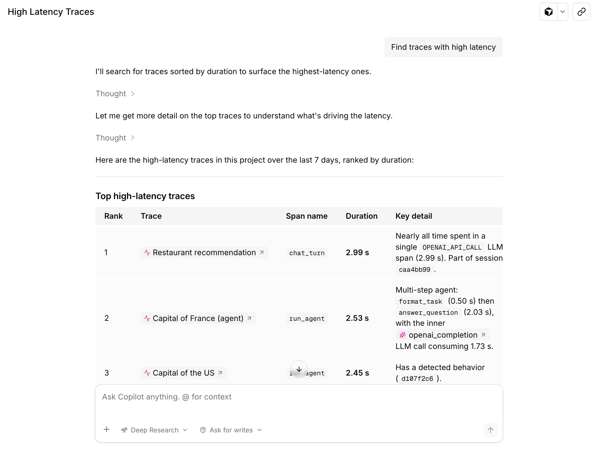 Judgment Agent answering a question over a trace