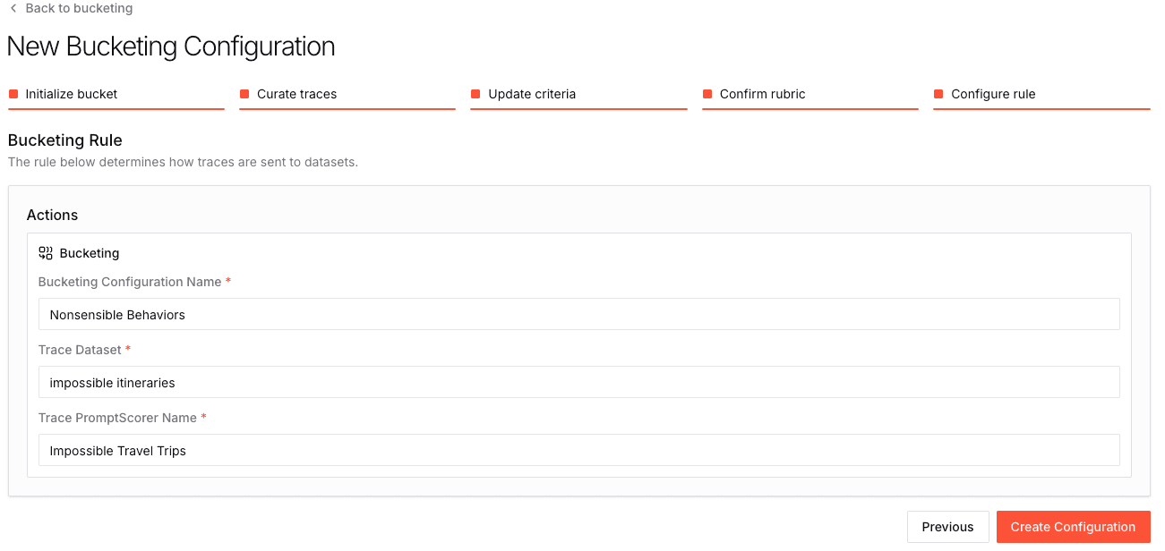 Finalize Bucketing Configuration