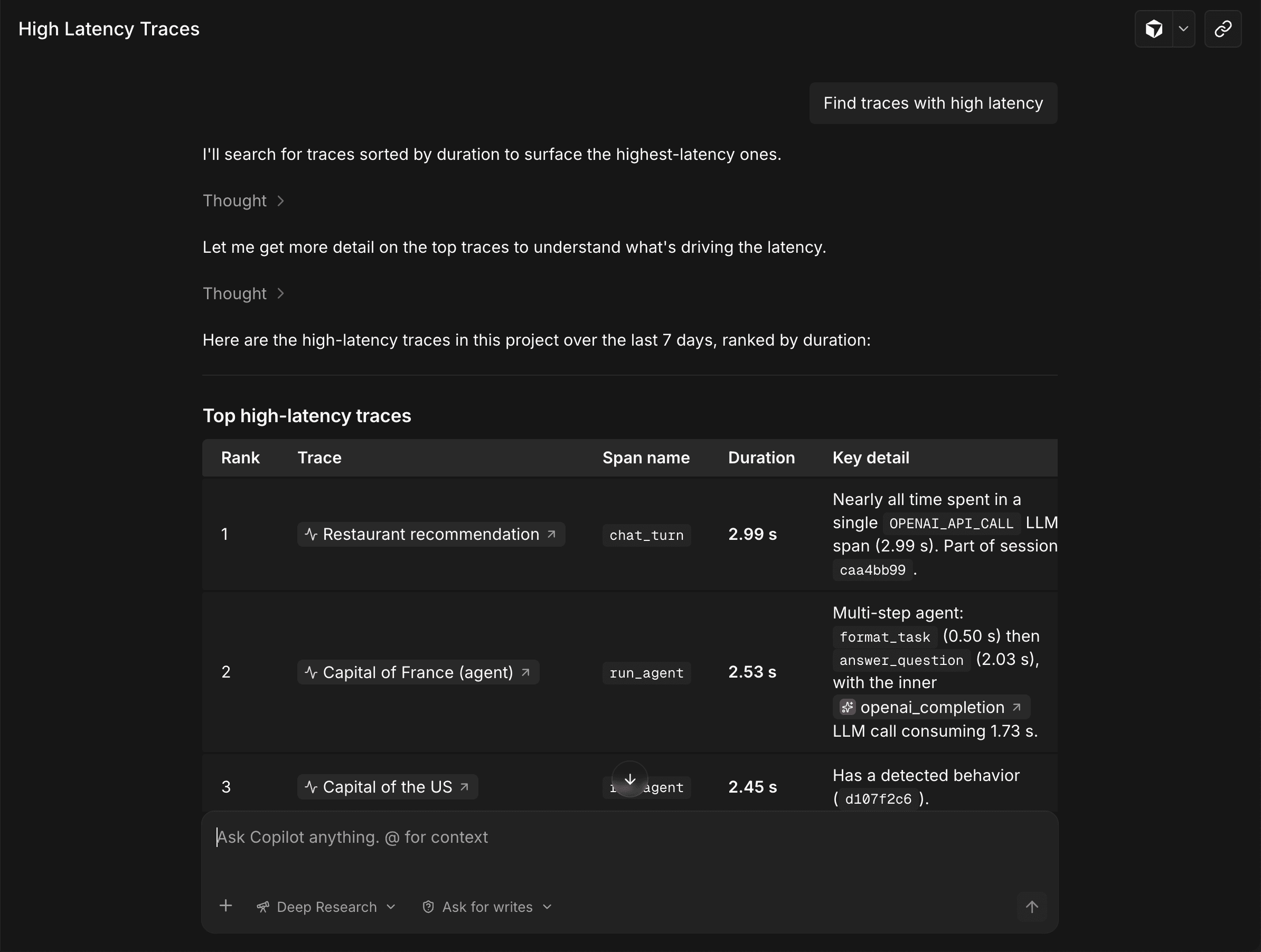 Judgment Agent answering a question over a trace