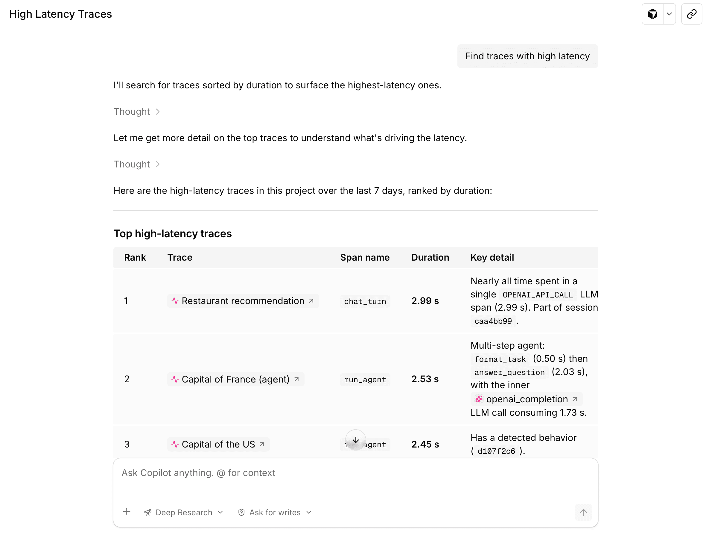 Judgment Agent answering a question over a trace