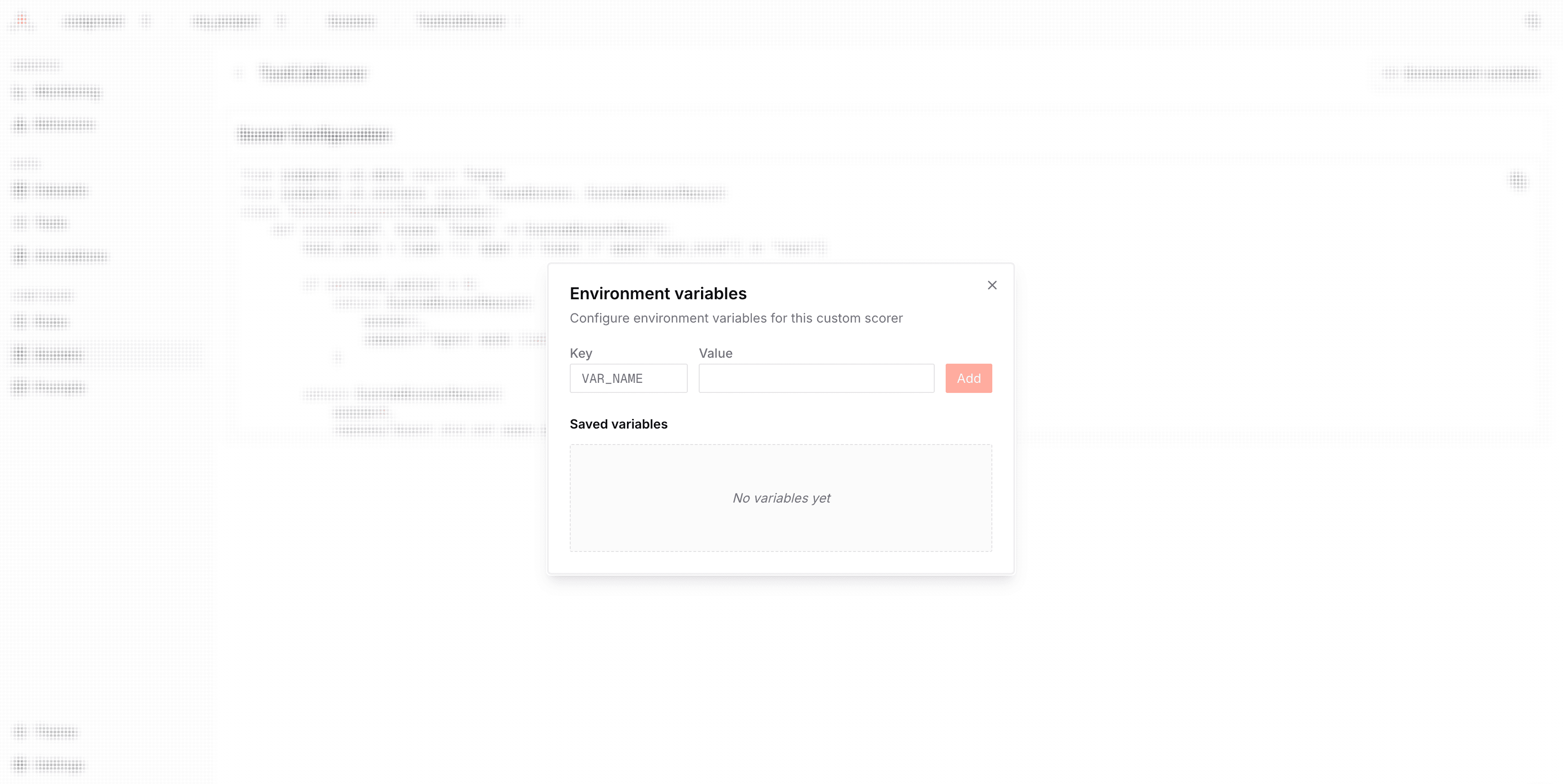 Custom Scorer Env Vars Dialog