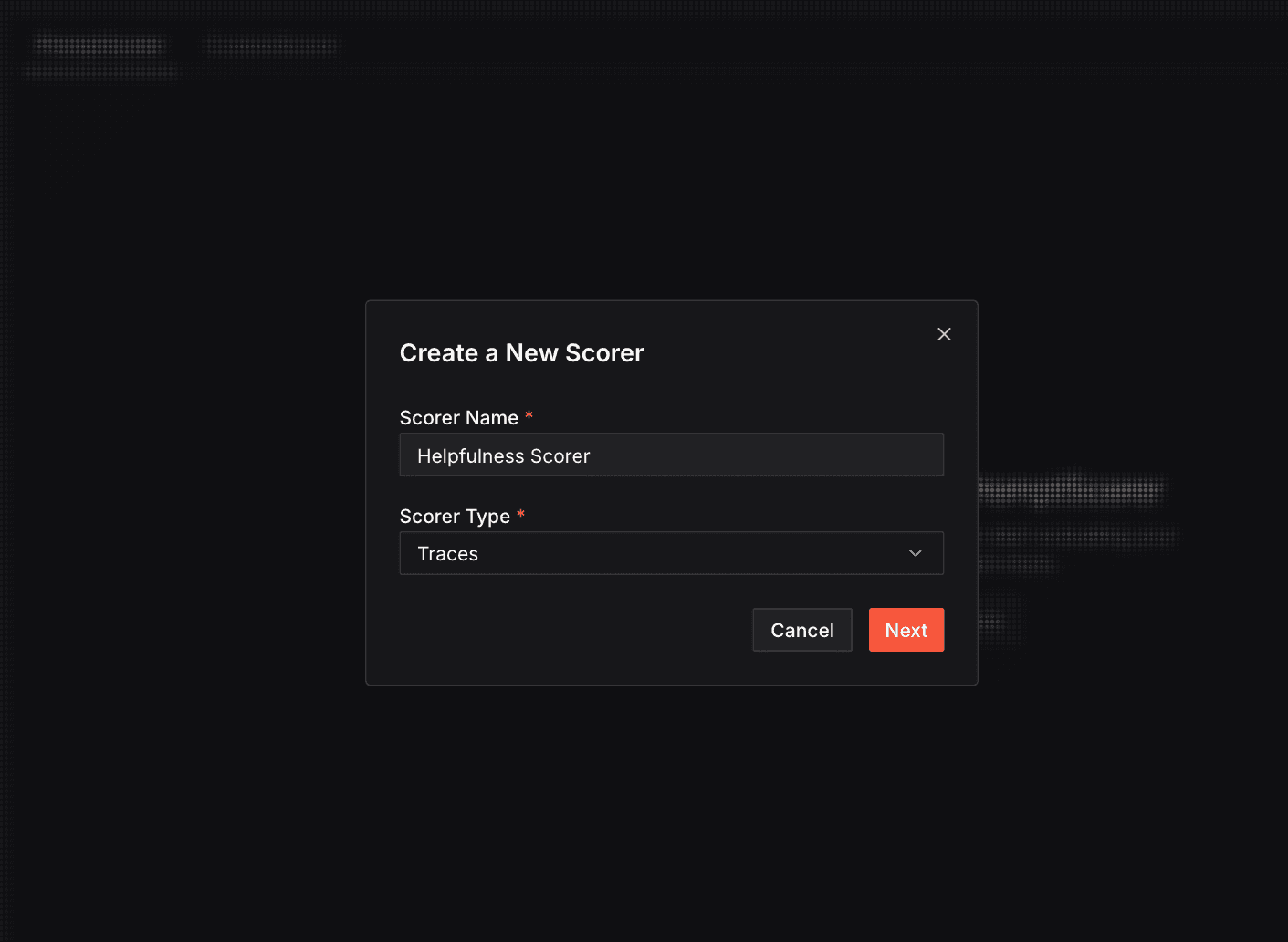 Create new scorer with name and type