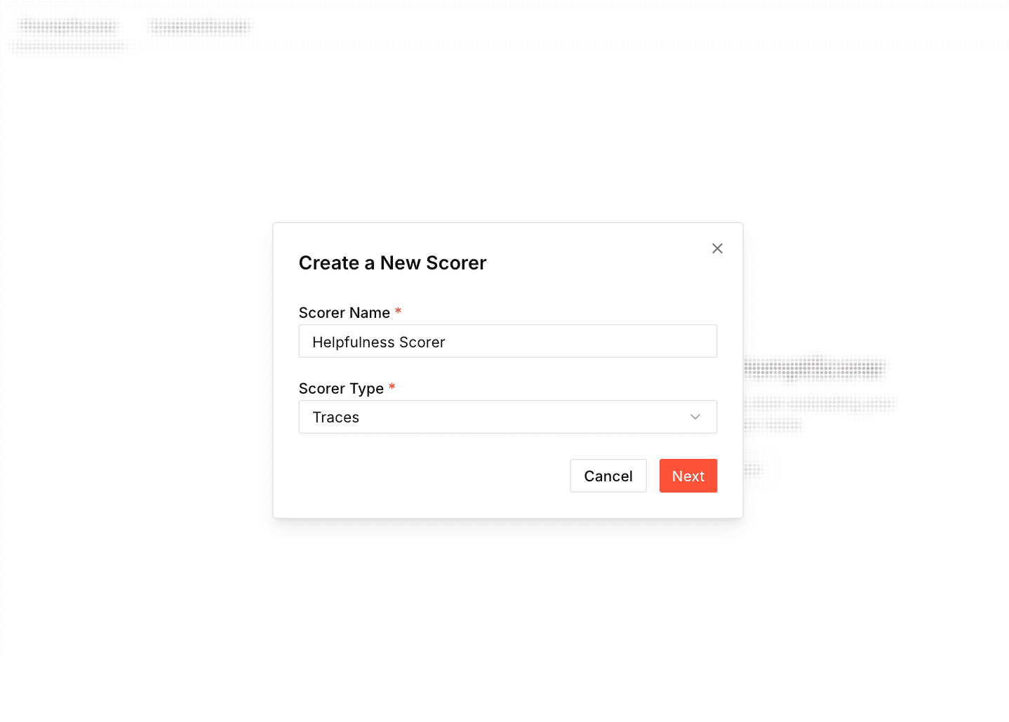 Create new scorer with name and type