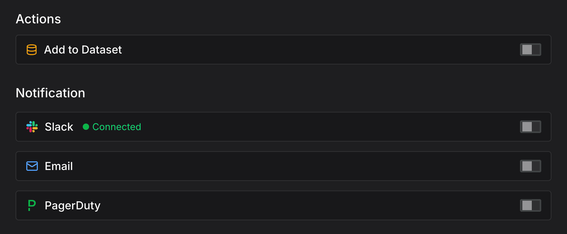 Rule Actions Configuration