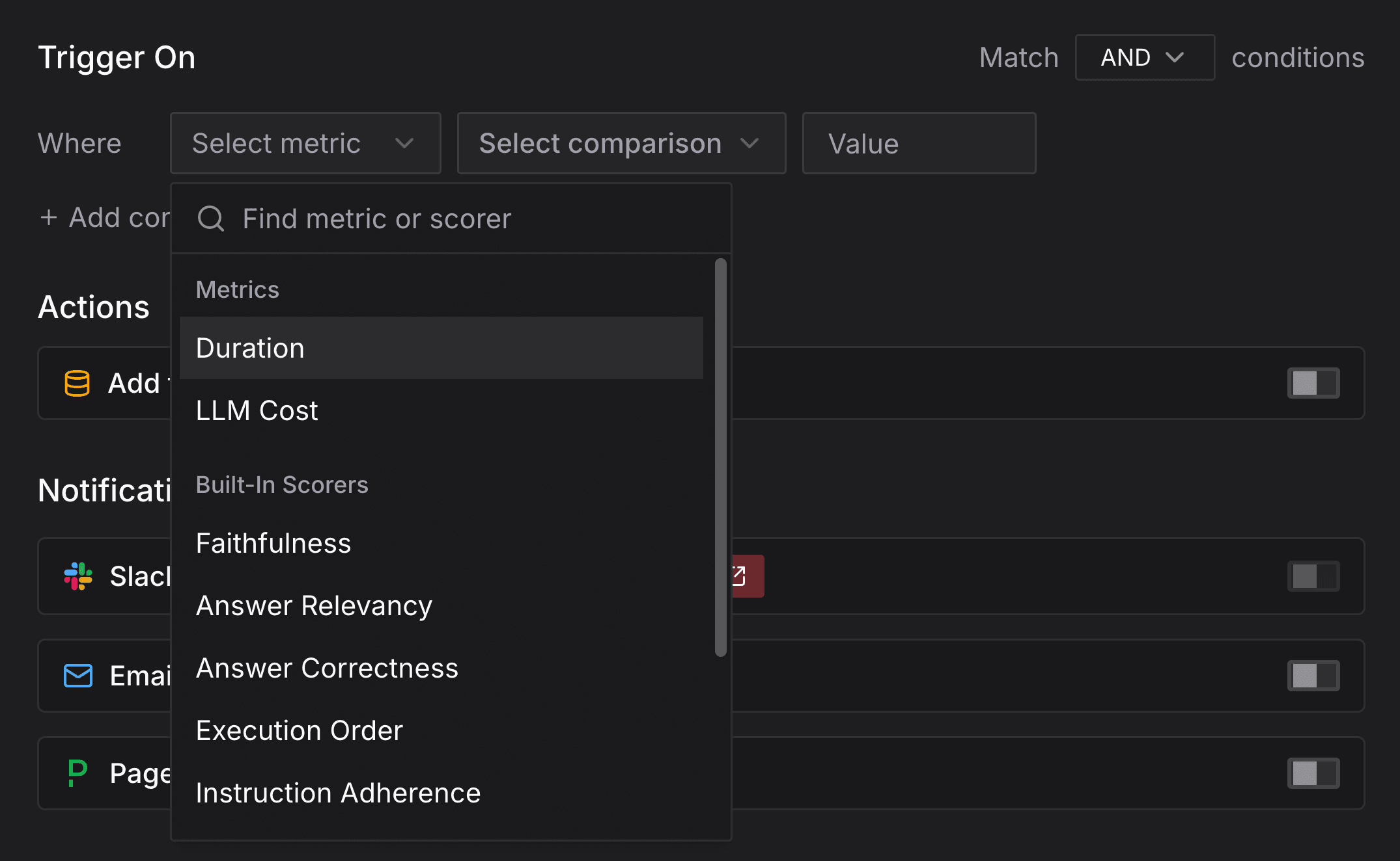 Create New Rule - Filter Conditions