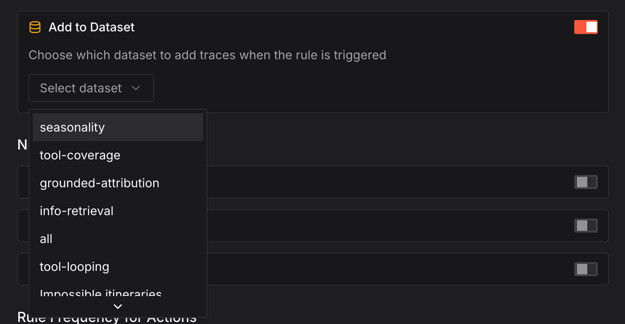 Dataset Configuration for Rules