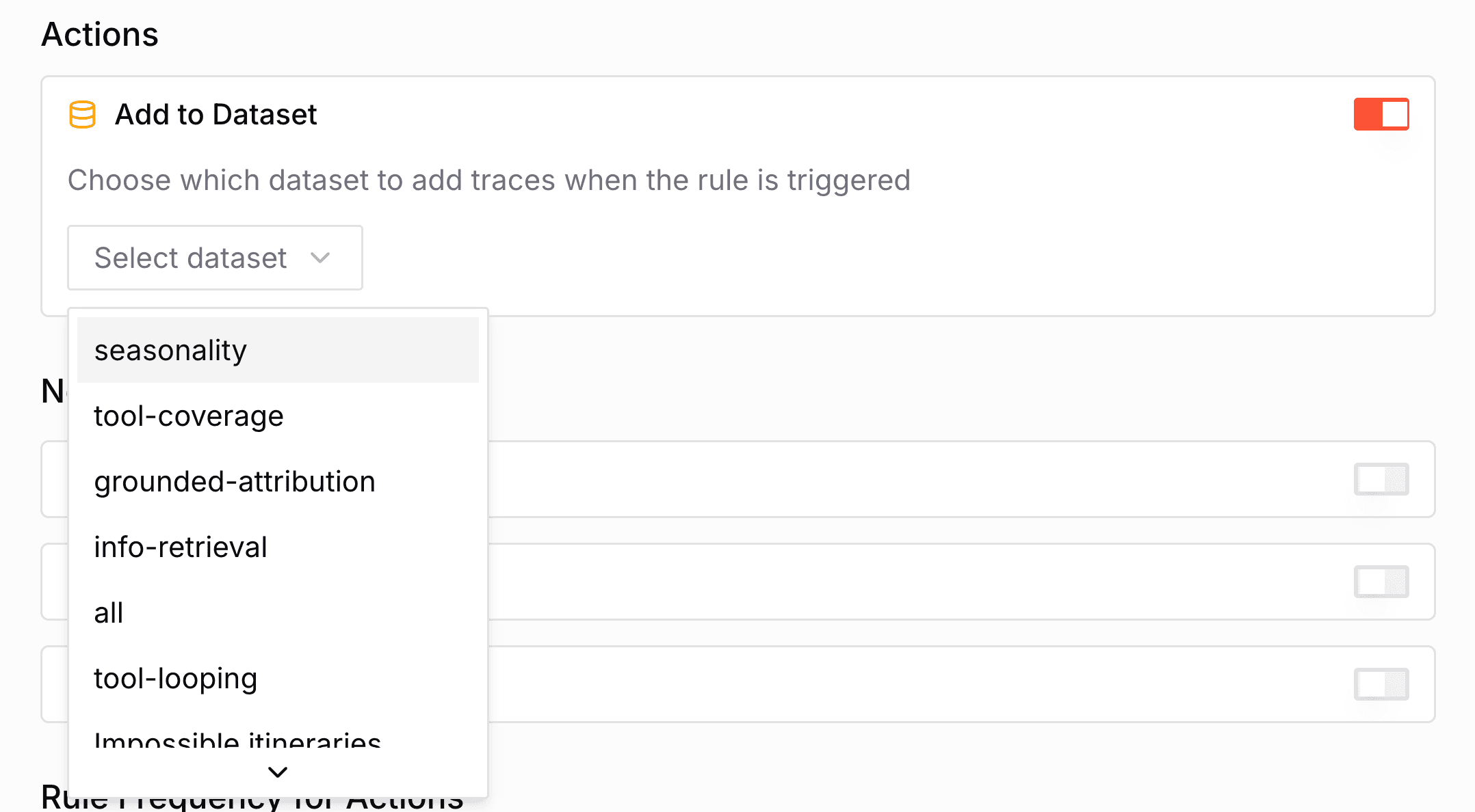 Dataset Configuration for Rules
