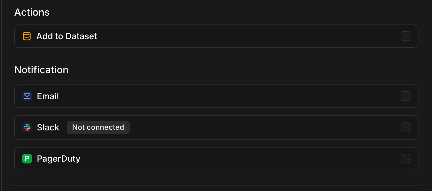 Rule Actions Configuration