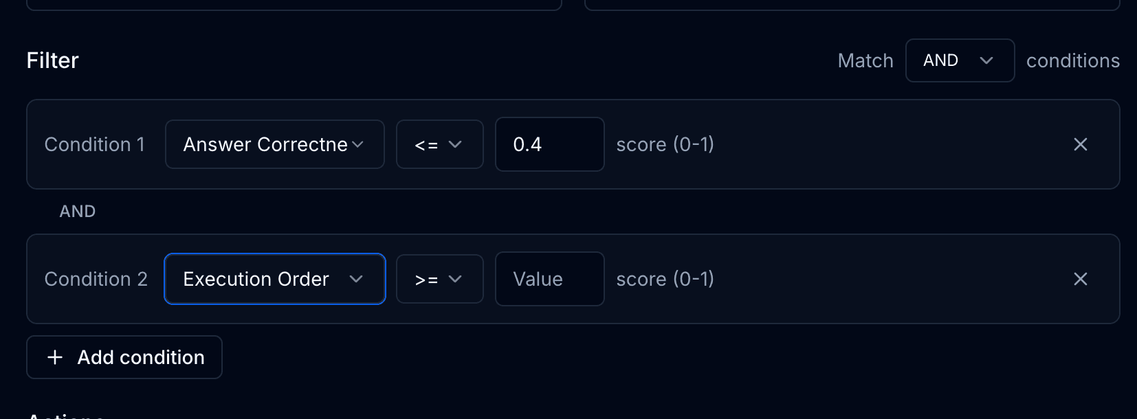 Create New Rule - Filter Conditions