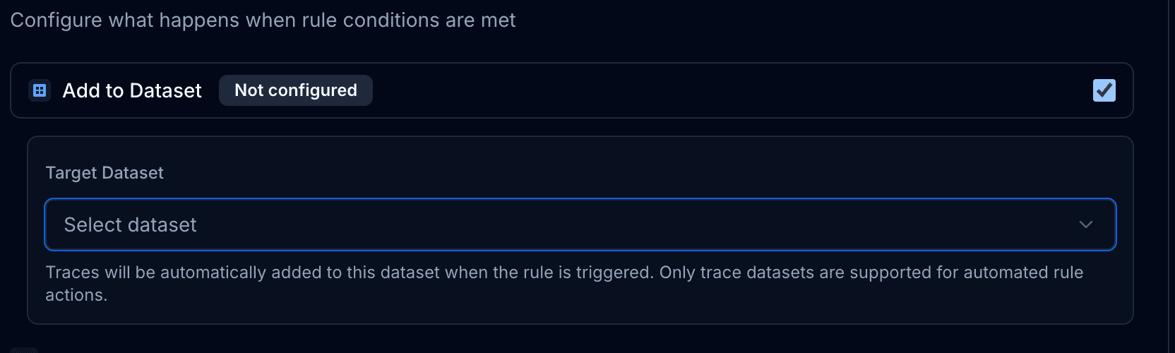 Dataset Configuration for Rules