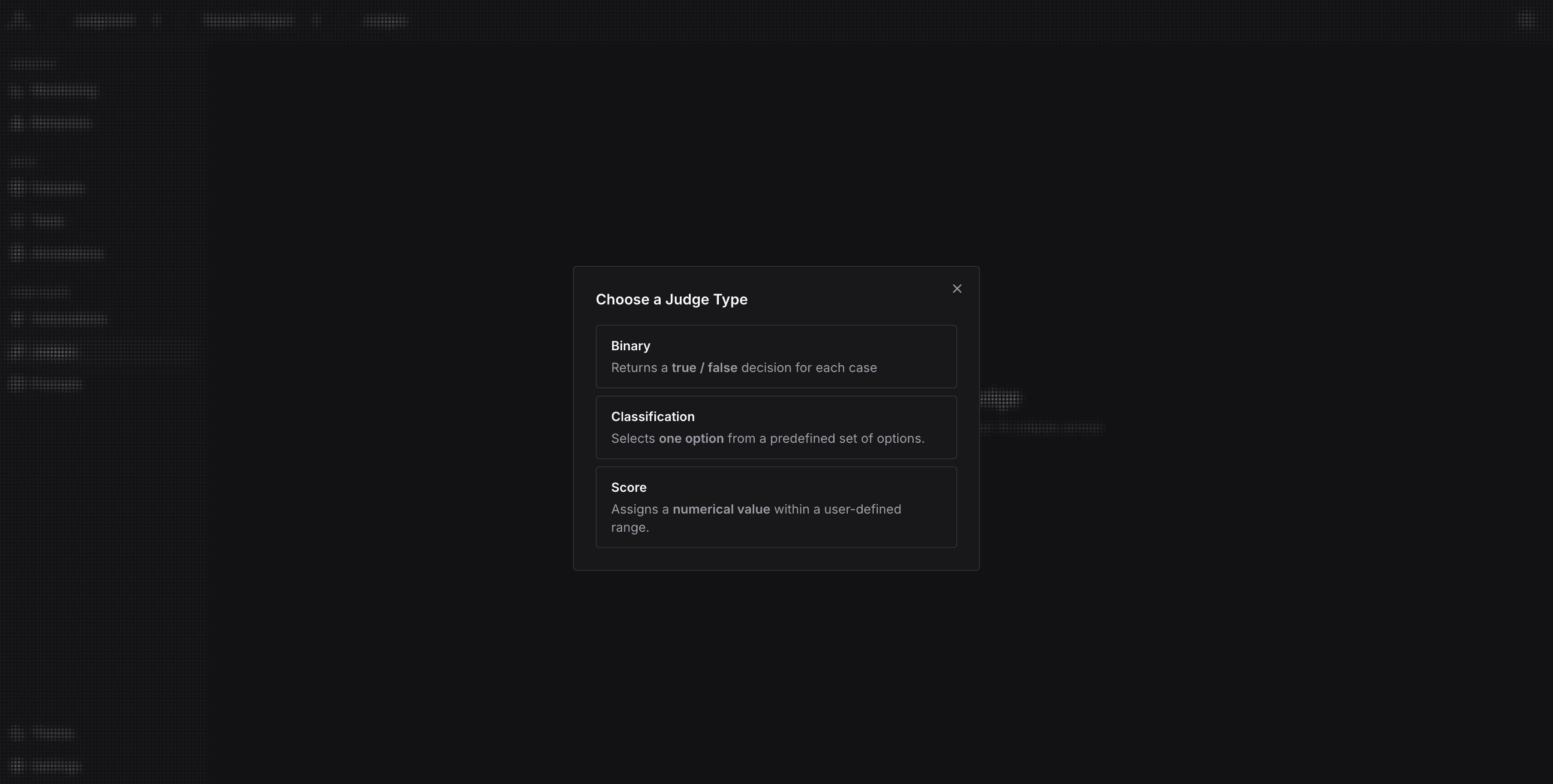 Judge Type Selection
