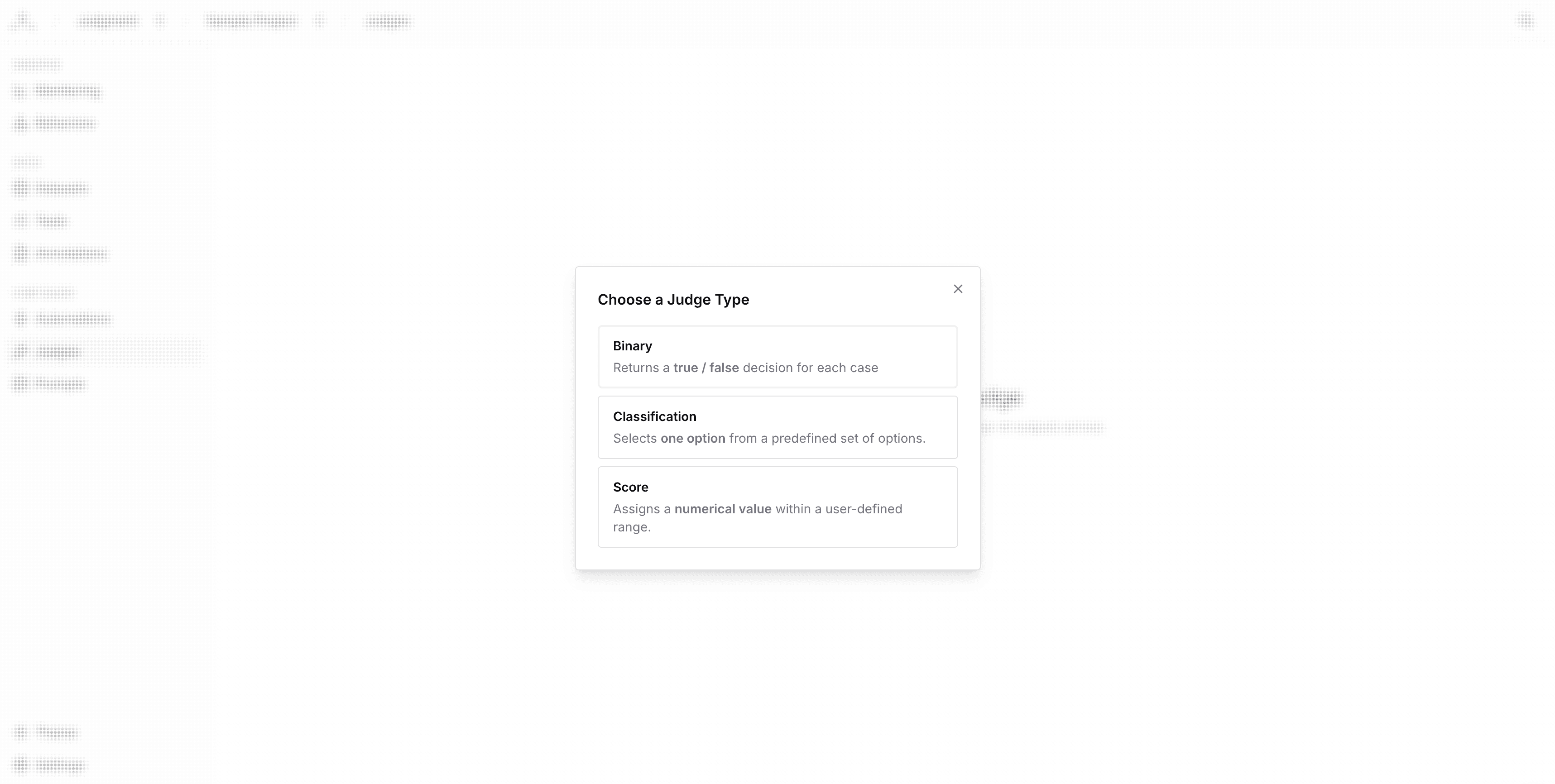 Judge Type Selection