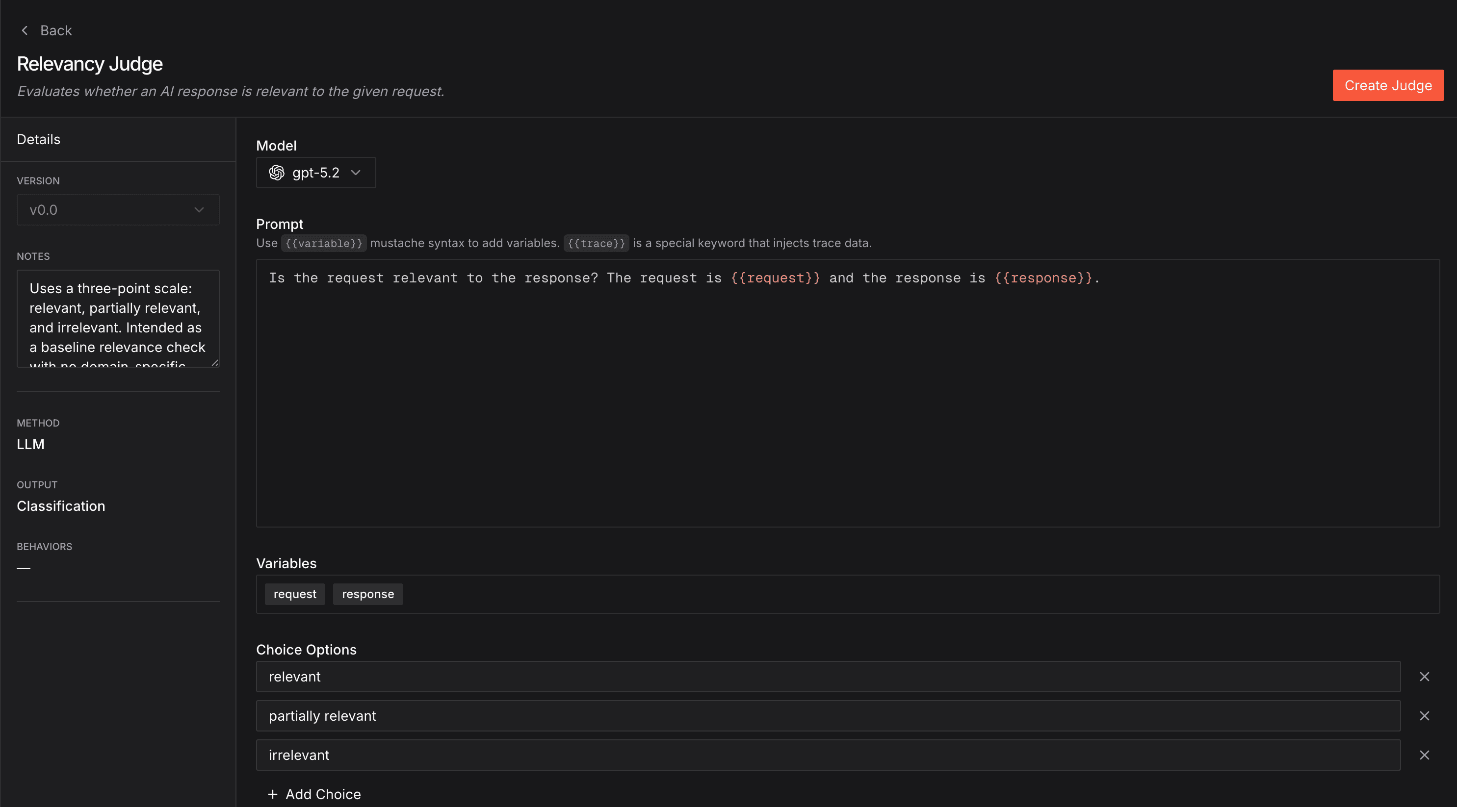 LLM Judge Configuration