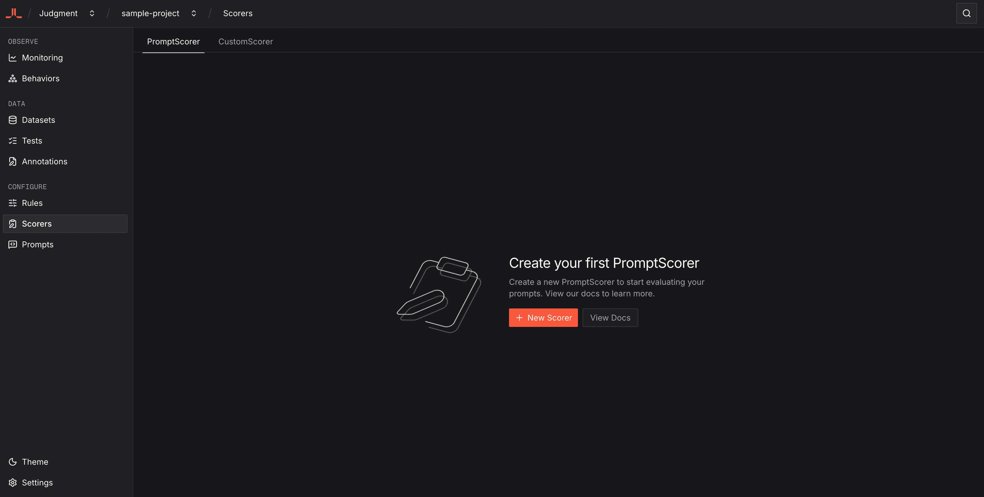 Navigate to Scorers section