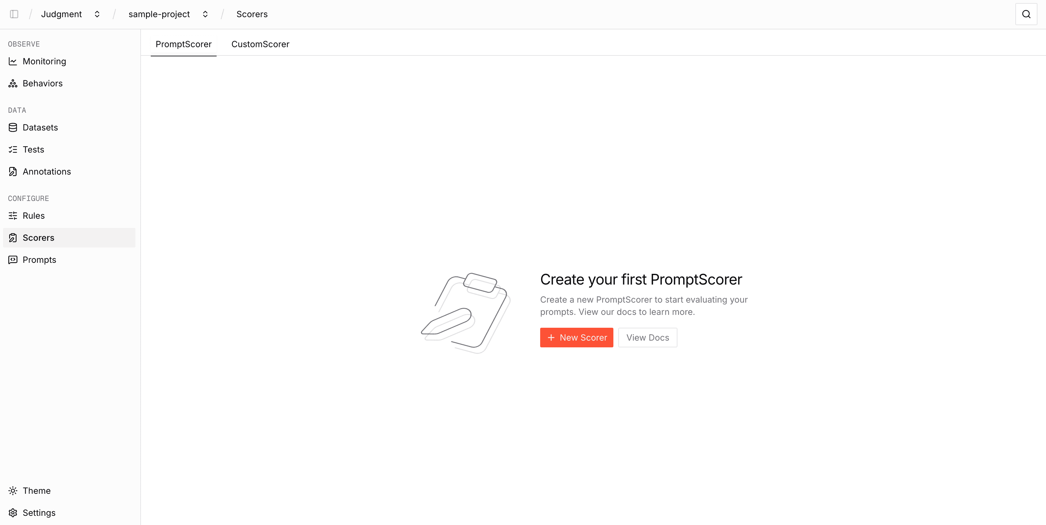 Navigate to Scorers section