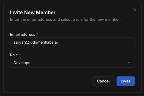 Invite New Member dialog