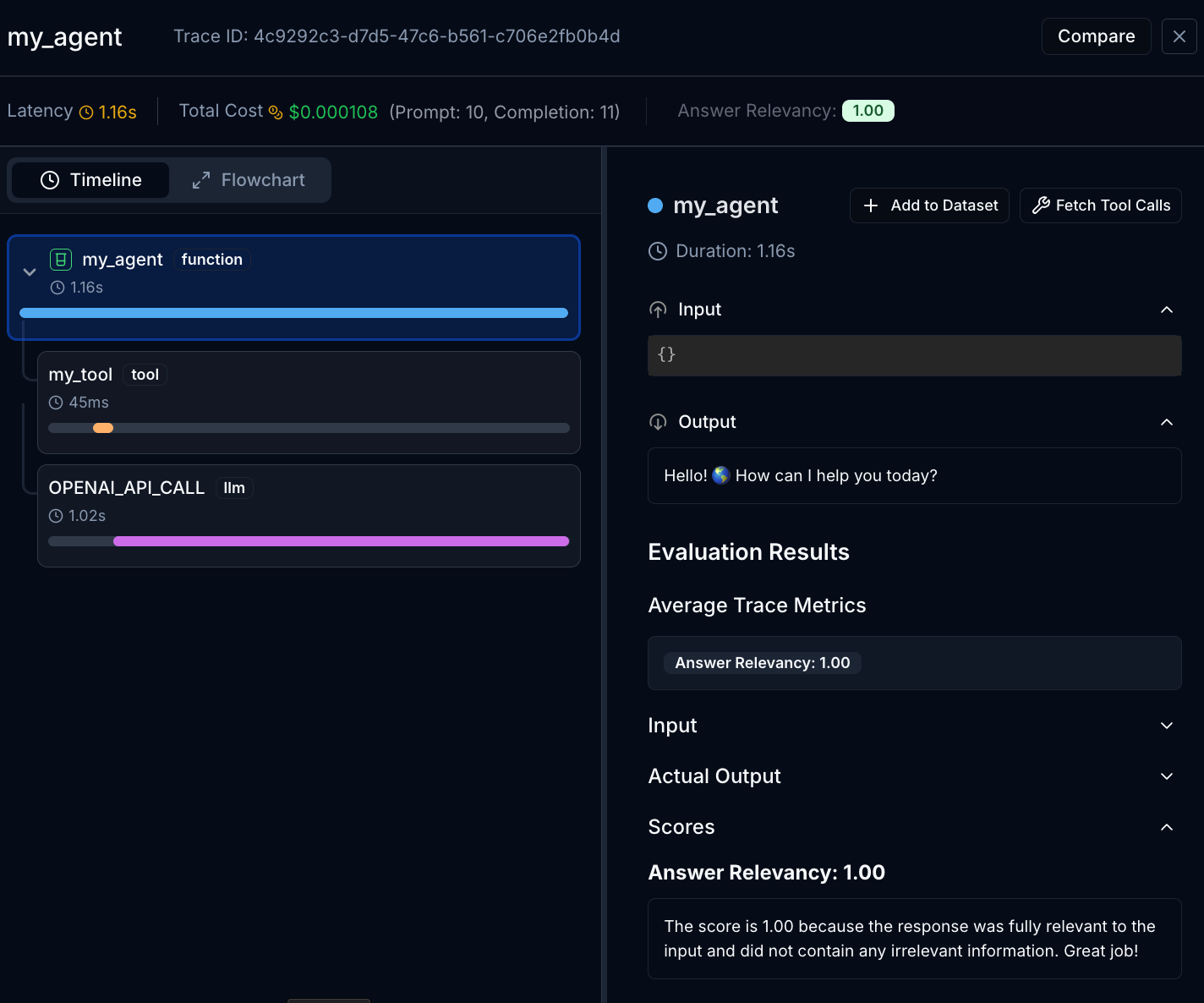 Trace with online eval